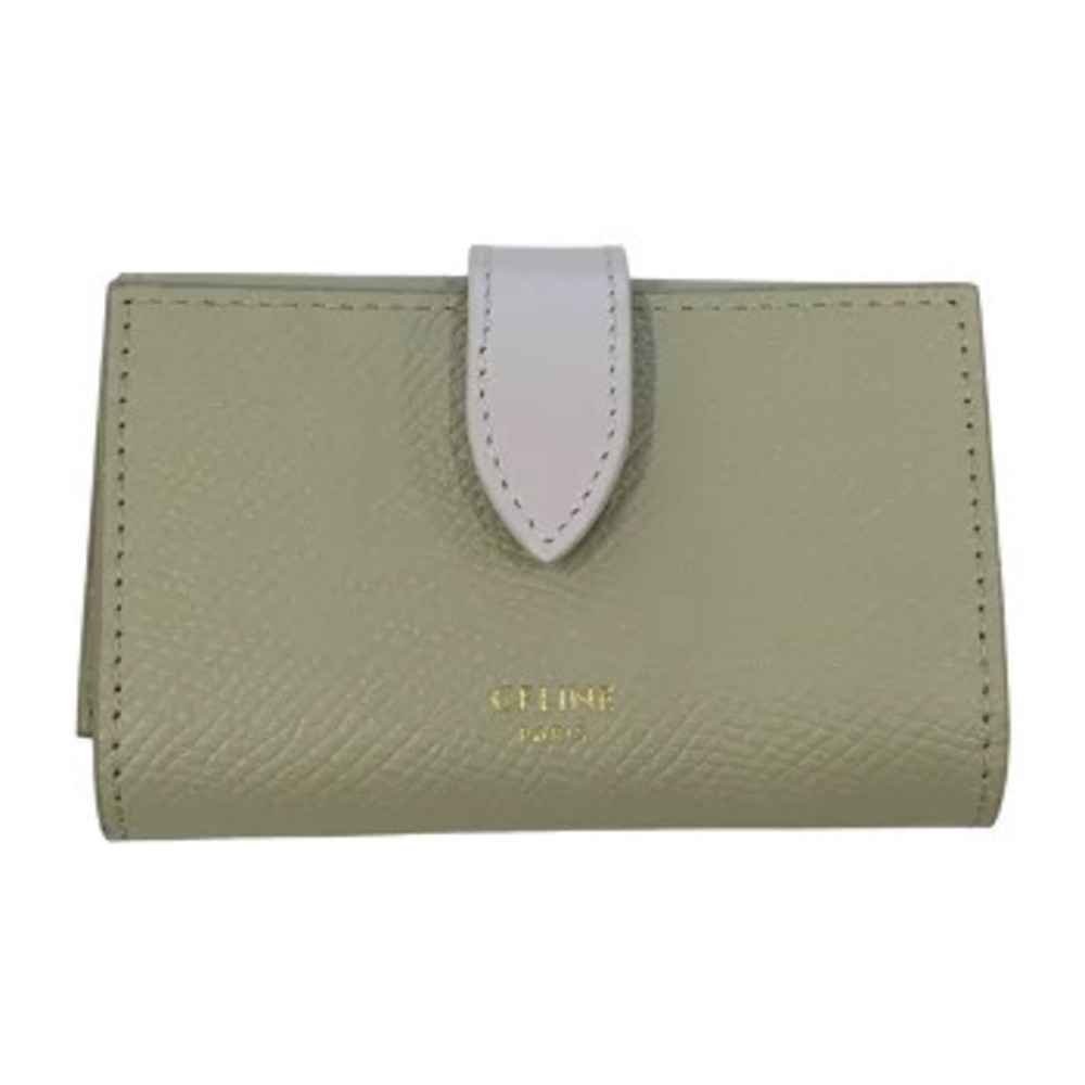 Celine Essential Key Case Wallet Beige Cream Pink Bi Snap Button